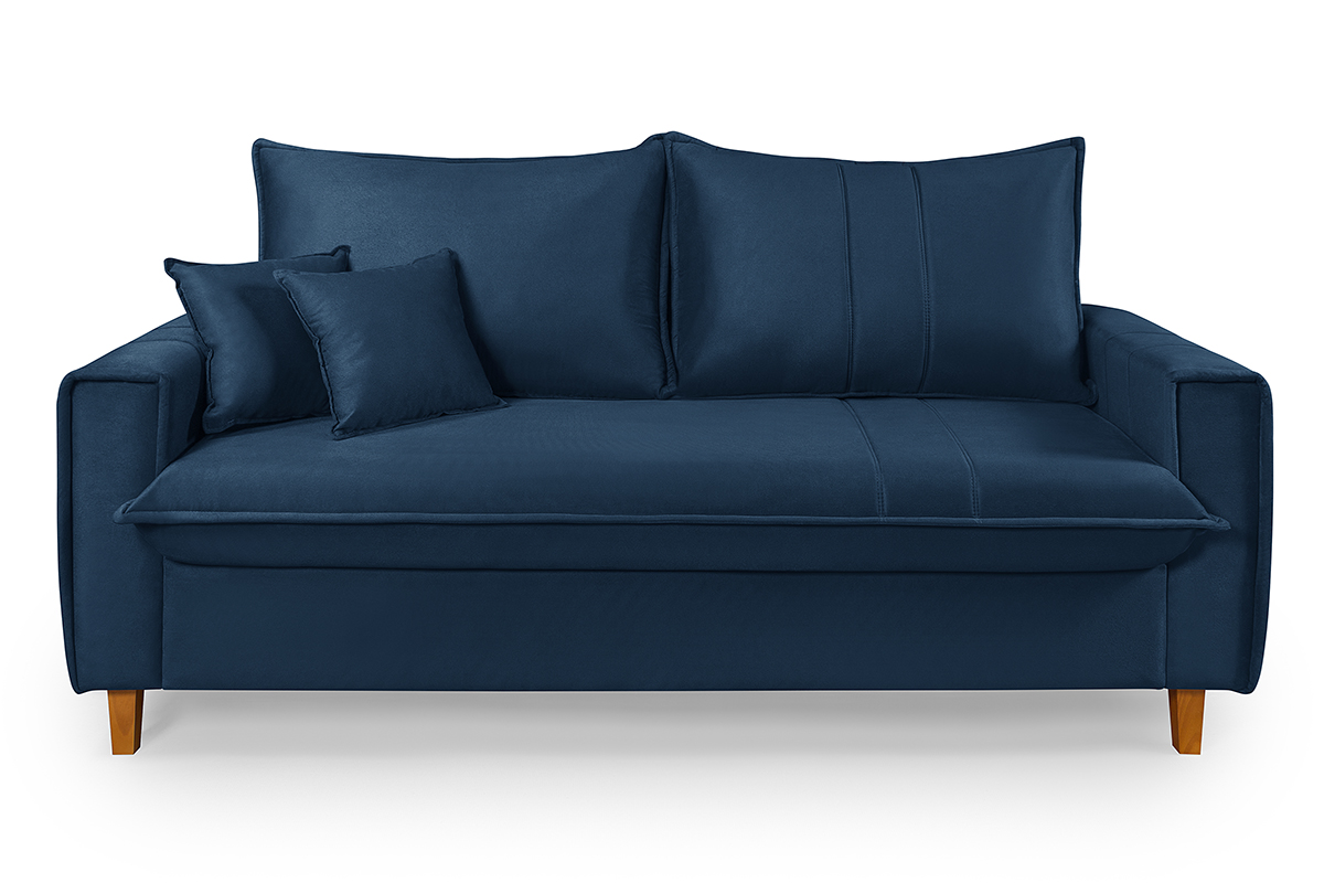 Sofa Living com Bau Multiuso 3 Lugares Suede Pes em Madeira