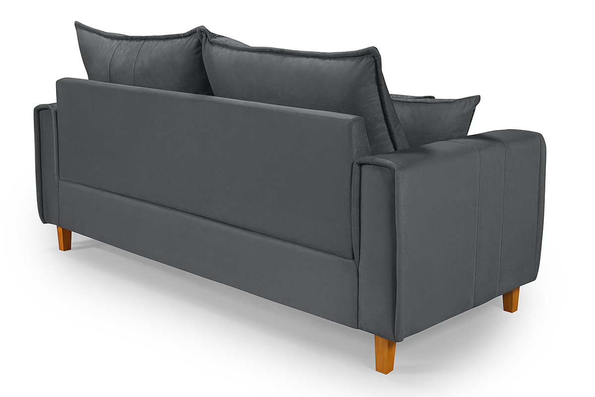 Sofa Living com Bau Multiuso 3 Lugares Suede Pes em Madeira