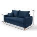 Sofa Living com Bau Multiuso 3 Lugares Suede Pes em Madeira