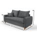 Sofa Living com Bau Multiuso 3 Lugares Suede Pes em Madeira