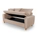 Sofa Living com Bau Multiuso 3 Lugares Suede Pes em Madeira