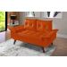 Sofa Retro Bariloche 2 Lugares Revestimento Courino Pes em Madeira