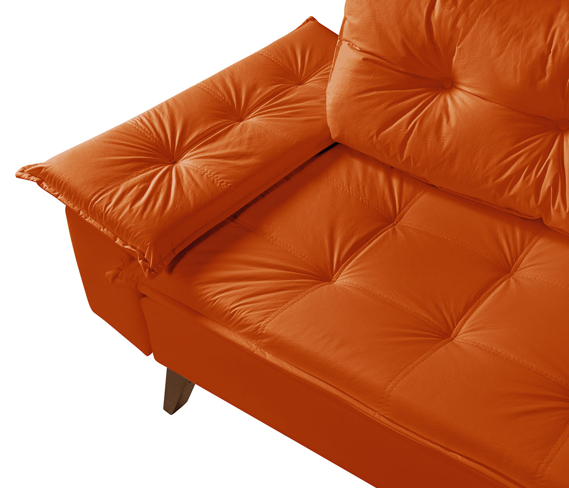 Sofa Retro Bariloche 2 Lugares Revestimento Courino Pes em Madeira