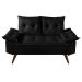 Sofa Retro Bariloche 2 Lugares Revestimento Courino Pes em Madeira