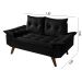 Sofa Retro Bariloche 2 Lugares Revestimento Courino Pes em Madeira