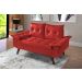 Sofa Retro Bariloche 2 Lugares Revestimento Courino Pes em Madeira