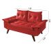 Sofa Retro Bariloche 2 Lugares Revestimento Courino Pes em Madeira