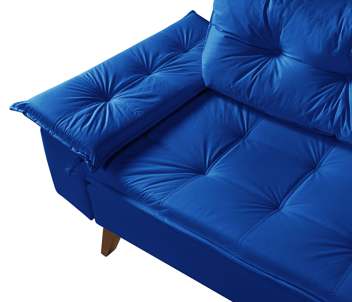 Sofa Retro Bariloche 2 Lugares Revestimento Courino Pes em Madeira