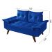 Sofa Retro Bariloche 2 Lugares Revestimento Courino Pes em Madeira