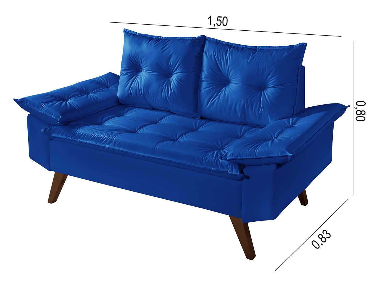 Sofa Retro Bariloche 2 Lugares Revestimento Courino Pes em Madeira