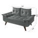 Sofa Retro Bariloche 2 Lugares Revestimento Courino Pes em Madeira