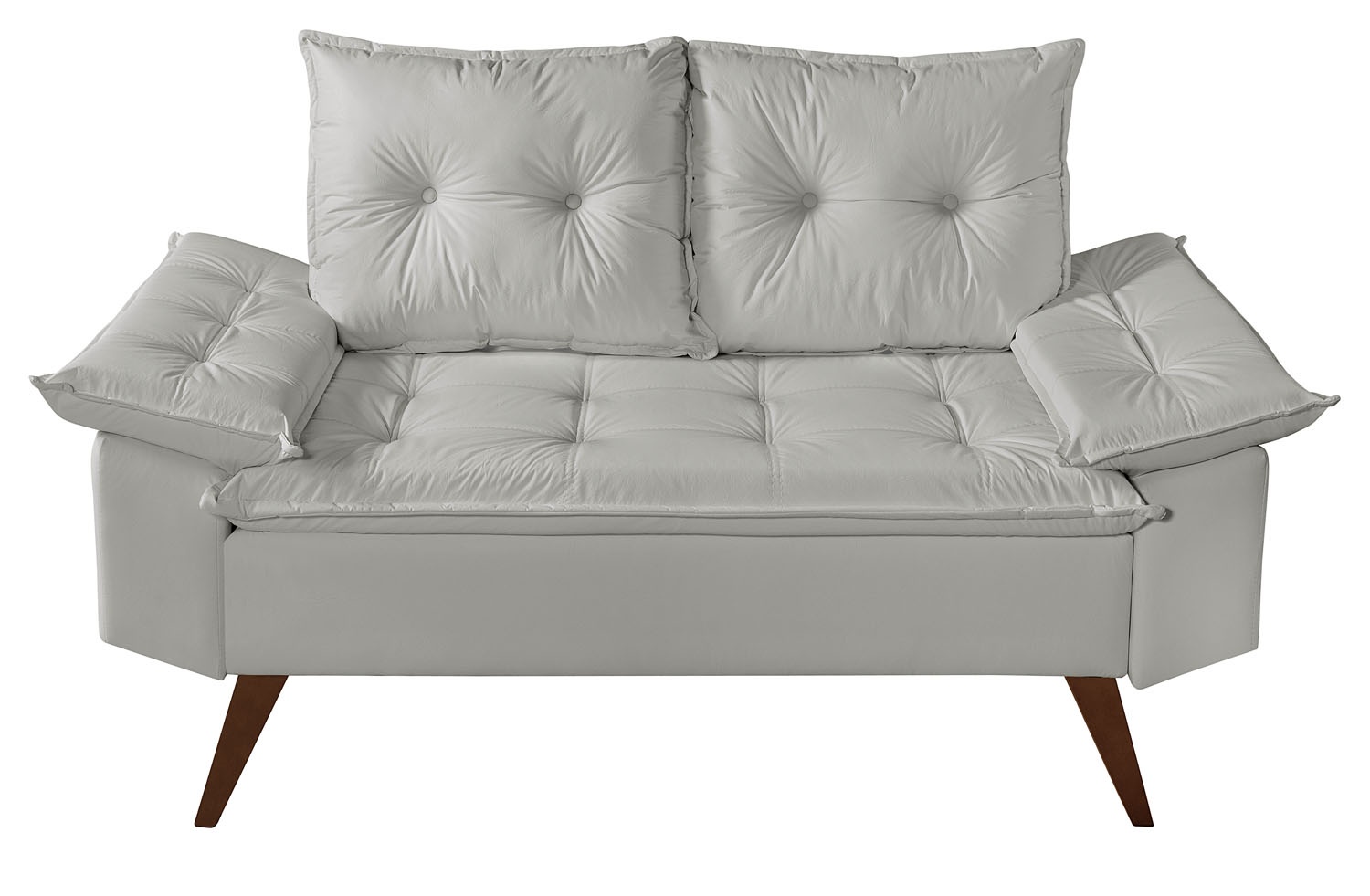 Sofa Retro Bariloche 2 Lugares Revestimento Courino Pes em Madeira