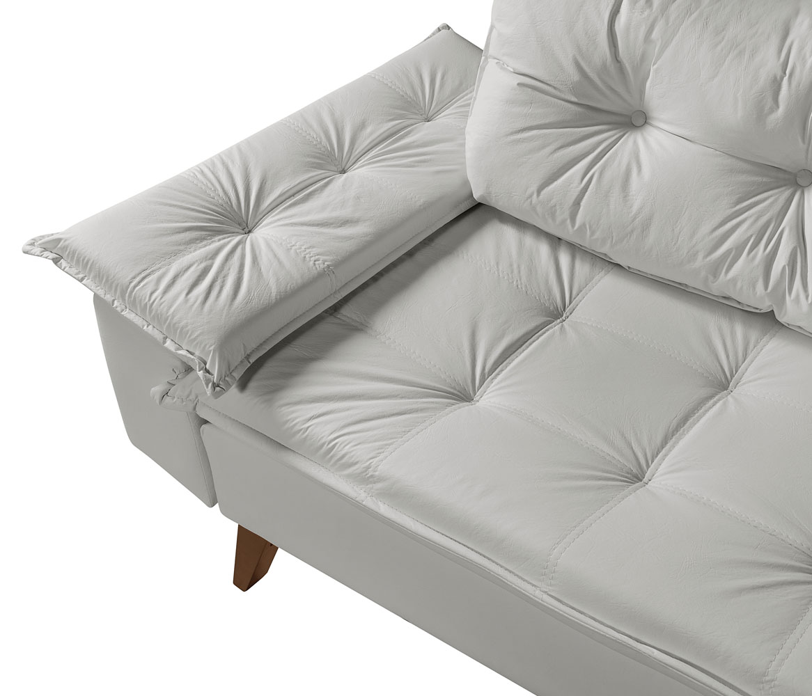 Sofa Retro Bariloche 2 Lugares Revestimento Courino Pes em Madeira