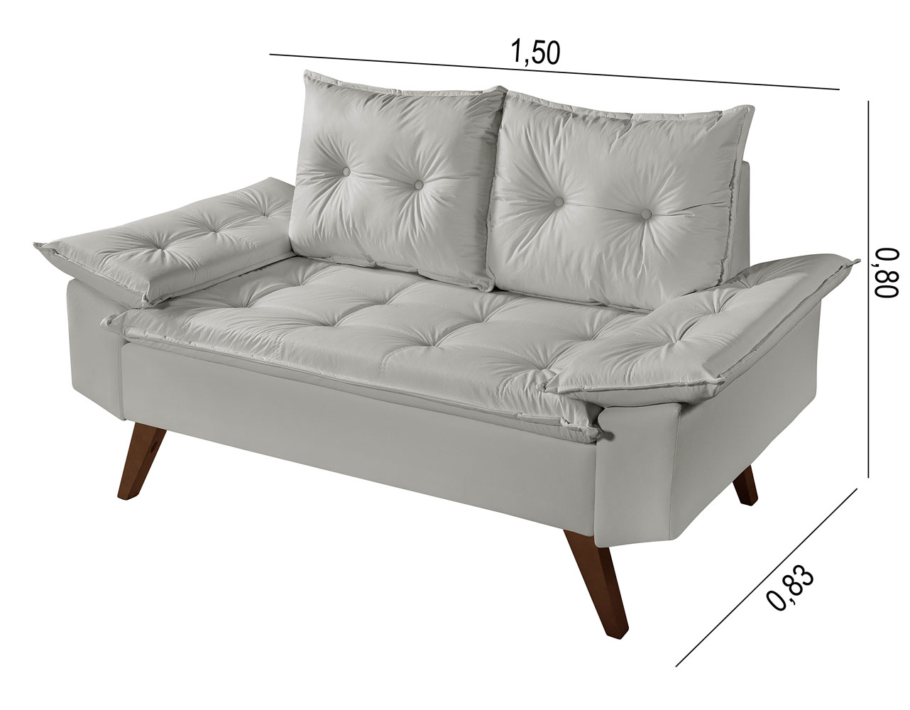 Sofa Retro Bariloche 2 Lugares Revestimento Courino Pes em Madeira