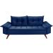 Sofa Retro Bariloche 3 Lugares Tecido Suede Com Duas Banquetas Rubi Pes em Madeira
