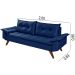 Sofa Retro Bariloche 3 Lugares Tecido Suede Com Duas Banquetas Rubi Pes em Madeira