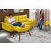 Sofa Retro Bariloche 3 Lugares Tecido Suede Com Duas Banquetas Rubi Pes em Madeira