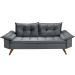 Sofa Retro Bariloche 3 Lugares Tecido Suede Com Duas Banquetas Rubi Pes em Madeira