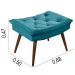 Sofa Retro Bariloche 3 Lugares Tecido Suede Com Duas Banquetas Rubi Pes em Madeira