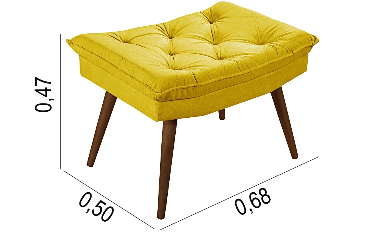 Sofa Retro Bariloche 3 Lugares Tecido Suede Com Duas Banquetas Rubi Pes em Madeira