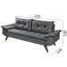 Sofa Retro Bariloche 3 Lugares Tecido Suede Com Duas Banquetas Rubi Pes em Madeira
