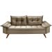 Sofa Retro Bariloche 3 Lugares Tecido Suede Com Duas Banquetas Rubi Pes em Madeira