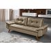 Sofa Retro Bariloche 3 Lugares Tecido Suede Com Duas Banquetas Rubi Pes em Madeira
