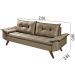 Sofa Retro Bariloche 3 Lugares Tecido Suede Com Duas Banquetas Rubi Pes em Madeira