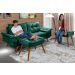 Sofa Retro Bariloche 3 Lugares Tecido Suede Com Duas Banquetas Rubi Pes em Madeira