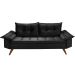 Sofa Retro Bariloche 3 Lugares Tecido Suede Com Duas Banquetas Rubi Pes em Madeira