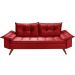 Sofa Retro Bariloche 3 Lugares Tecido Suede Com Duas Banquetas Rubi Pes em Madeira
