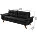 Sofa Retro Bariloche 3 Lugares Tecido Suede Com Duas Banquetas Rubi Pes em Madeira