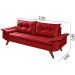 Sofa Retro Bariloche 3 Lugares Tecido Suede Com Duas Banquetas Rubi Pes em Madeira
