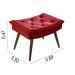 Sofa Retro Bariloche 3 Lugares Tecido Suede Com Duas Banquetas Rubi Pes em Madeira