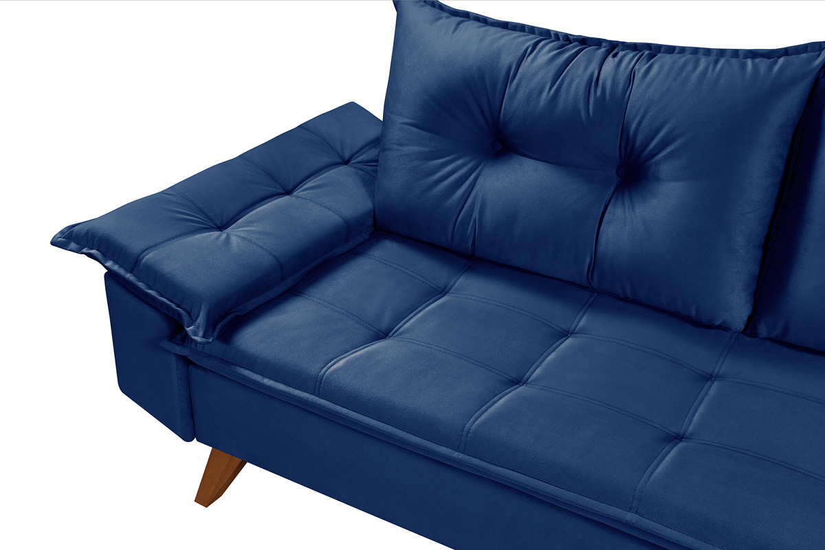 Sofa Retro Bariloche 3 Lugares Tecido Suede Pes em Madeira