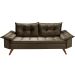 Sofa Retro Bariloche 3 Lugares Tecido Suede Pes em Madeira