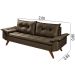 Sofa Retro Bariloche 3 Lugares Tecido Suede Pes em Madeira