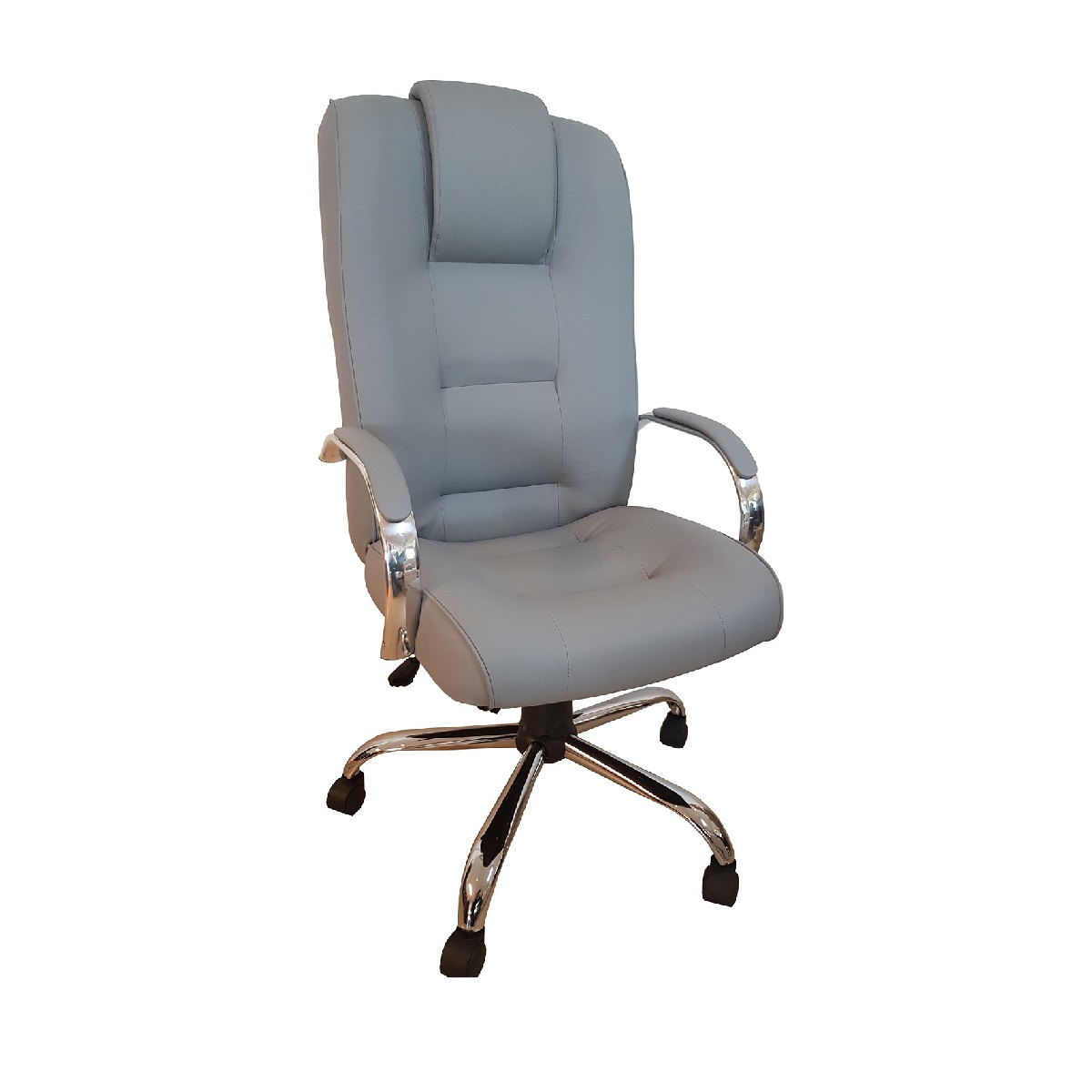 Cadeira Giratória Escritório Classic Presidente Cinza Relax Base Cromada c/ Rodizio - 100% Nacional