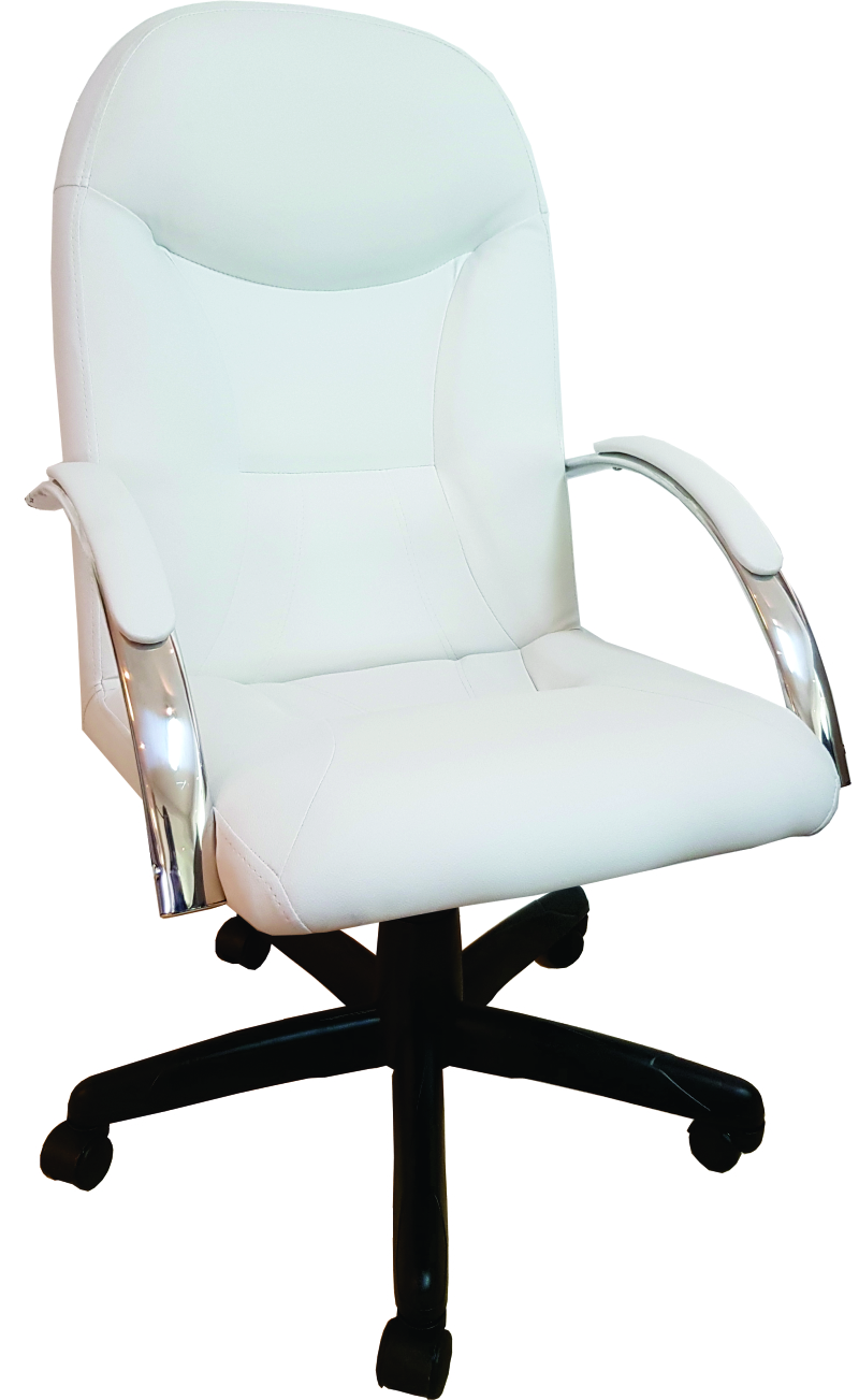 Cadeira Giratória Escritório Day Presidente Branca Relax Base Preta c/ Rodizio - 100% Nacional