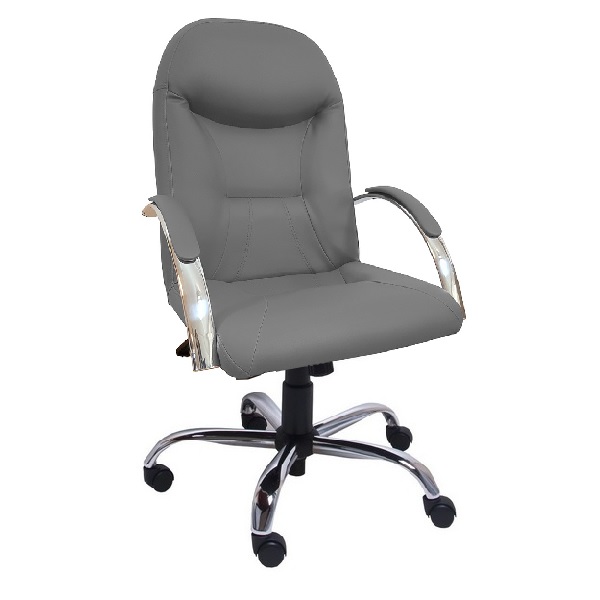 Cadeira Giratória Escritório Day Presidente Cinza Relax Base Cromada c/ Rodizio - 100% Nacional
