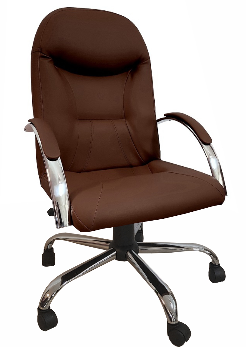 Cadeira Giratória Escritório Day Presidente Marrom Relax Base Cromada c/ Rodizio - 100% Nacional