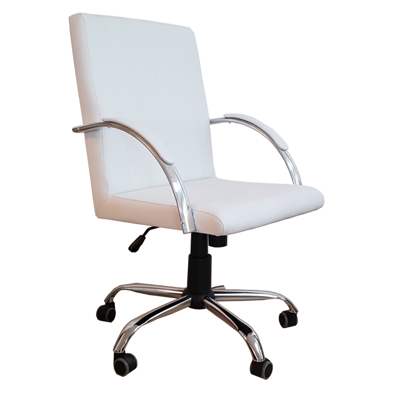 Cadeira Giratória Escritório Work Branca Relax Base Cromada c/ Rodizio - 100% Nacional