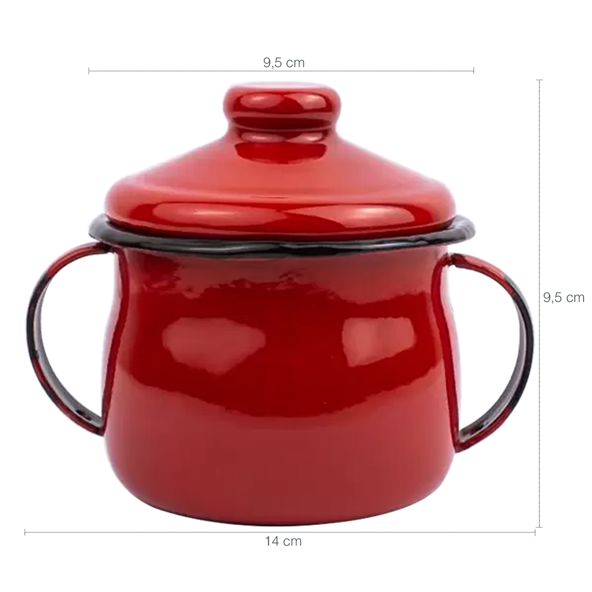Açucareiro Esmaltado Ágata 500ml Porta Açúcar Com Tampa E Alças Laterais Vermelho