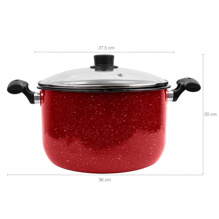 GIBSON HOME Granita 6 qt. Aluminum Pasta Pot in Red Speckle with