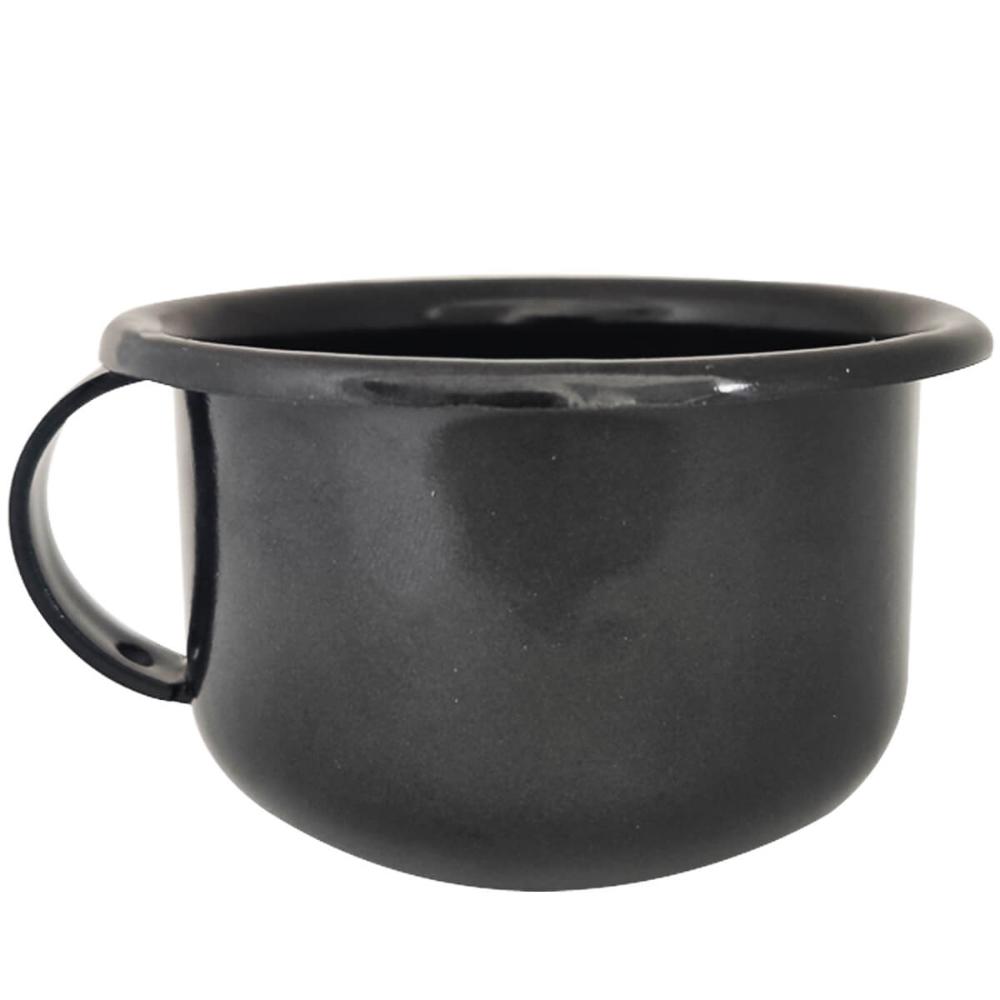 Caneca Esmaltada com Alça Preta Xícara em Ágata para Café 200ml Esmaltados Silva