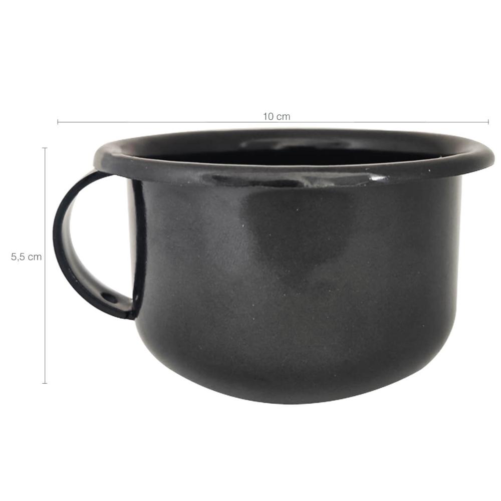Caneca Esmaltada com Alça Preta Xícara em Ágata para Café 200ml Esmaltados Silva