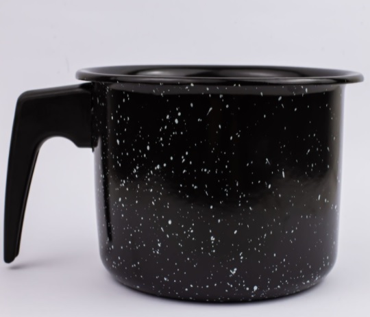 Caneca Leiteira Esmaltada no 16 Preto atóxico 2,0 L cabo Baquelite  ESMALTADOS SILVA 8186 