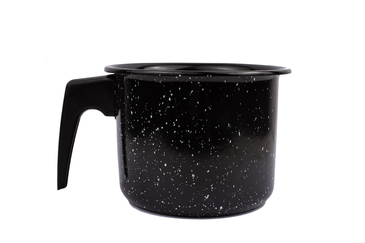 Caneca Leiteira Esmaltada no 16 Preto atóxico 2,0 L cabo Baquelite  ESMALTADOS SILVA 8186 