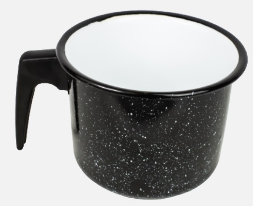 Caneca Leiteira Esmaltada no 16 Preto branco atóxico 2 L cabo Baquelite  ESMALTADOS SILVA 2328 