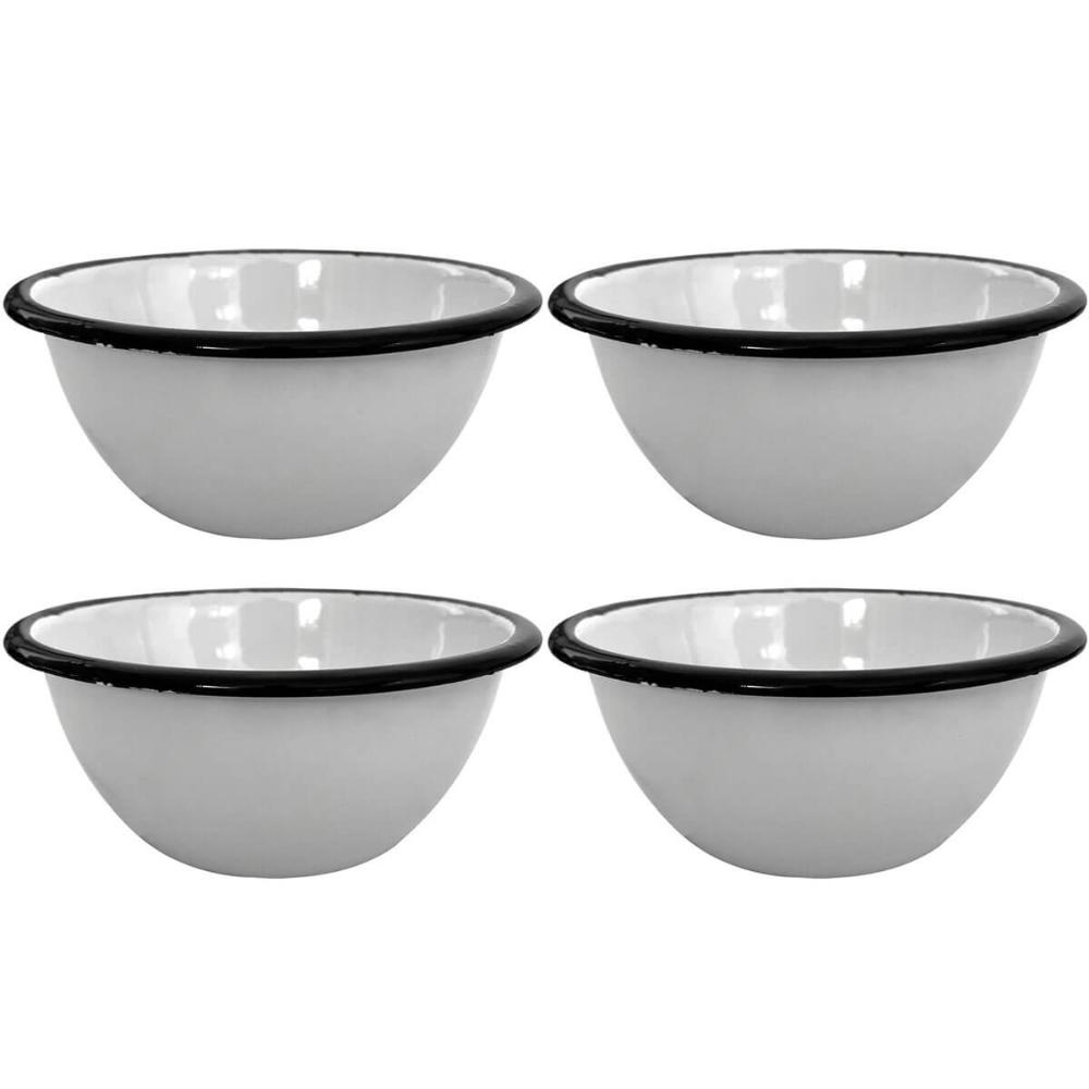 Conjunto 4 Tigelas Esmaltadas Ágata 500ml Bowls para Servir